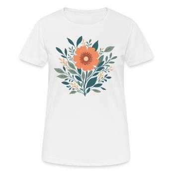 Orange Grafik Blume T-Shirt – minimalistisch - Frauen T-Shirt atmungsaktiv - Weiß - Vorne - AI Model Female 172 dark (172cm)