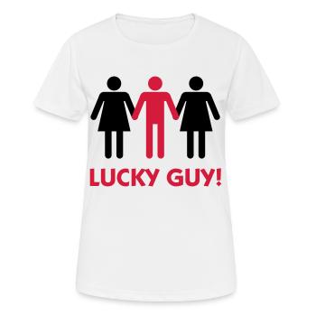 Ich bin ein glücklicher Mann! - Frauen T-Shirt atmungsaktiv - Weiß - Vorne - AI Model Female 172 dark (172cm)