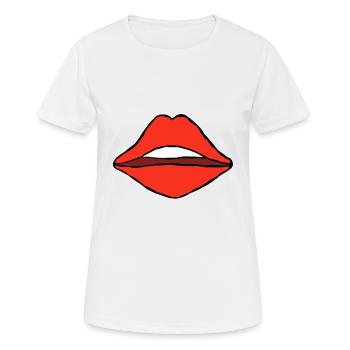 bouche rouge cadeau lèvres baiser langue dents style - T-shirt respirant Femme - blanc - Devant - AI Model Female 172 dark (172cm)
