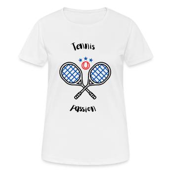 tennis racket tennis passion - Women's Breathable T-Shirt - white - Front - AI Model Female 172 dark (172cm)