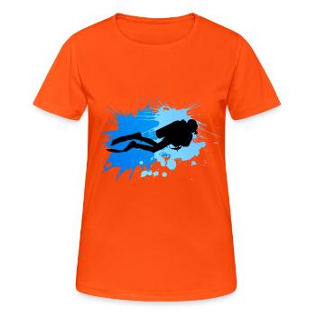 Taucher - Frauen T-Shirt atmungsaktiv - Neonorange - Vorne - AI Model Female 172 dark (172cm)