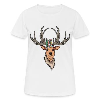 Hirschkopf Hirsch Geweih indianisch Wild - Frauen T-Shirt atmungsaktiv - Weiß - Vorne - AI Model Female 172 dark (172cm)