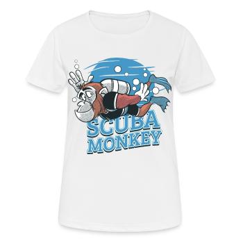 Scuba Monkey - Tauchen Schimpanse - Frauen T-Shirt atmungsaktiv - Weiß - Vorne - AI Model Female 172 dark (172cm)