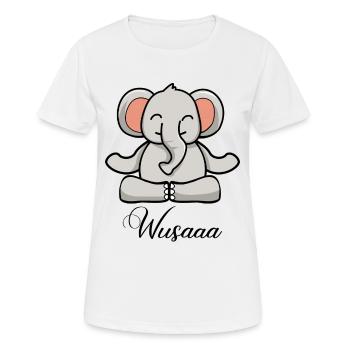 Auszeit Durchatmen Wusaaa Elefant - Frauen T-Shirt atmungsaktiv - Weiß - Vorne - AI Model Female 172 dark (172cm)