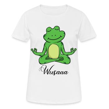 Auszeit Durchatmen Wusaaa Frosch - Frauen T-Shirt atmungsaktiv - Weiß - Vorne - AI Model Female 172 dark (172cm)