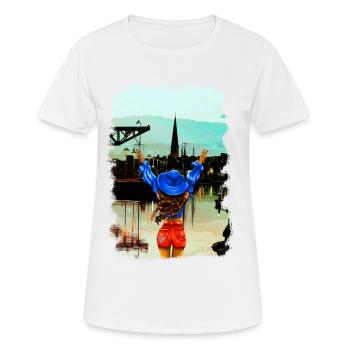 Illustration du port de Rostock City - T-shirt respirant Femme - blanc - Devant - AI Model Female 172 dark (172cm)