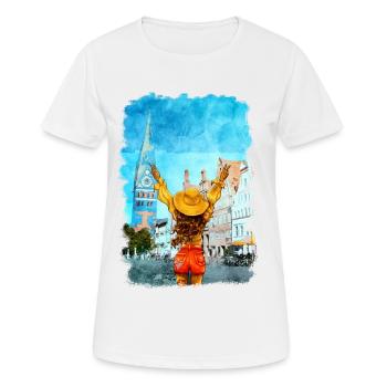 Lüneburg Illustration Frau Altstadt - T-shirt respirant Femme - blanc - Devant - AI Model Female 172 dark (172cm)