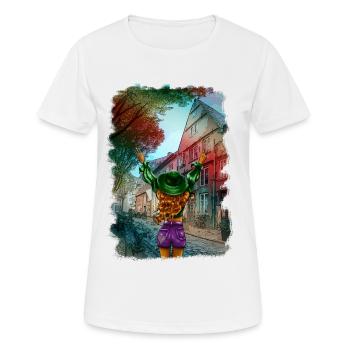 Mme Illustration Vieille Ville - T-shirt respirant Femme - blanc - Devant - AI Model Female 172 dark (172cm)