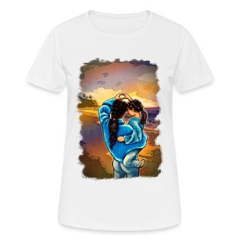 MotherDaughter Love Sea Illustration brunette - Women's Breathable T-Shirt - white - Front - AI Model Female 172 dark (172cm)