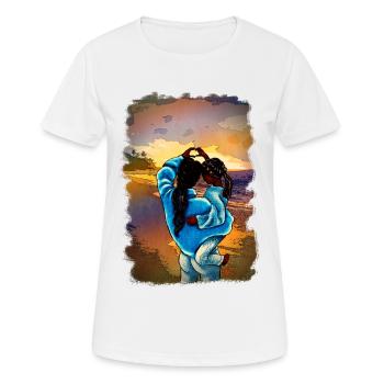 MotherDaughter’s Love Beach Sea Cheveux noirs - T-shirt respirant Femme - blanc - Devant - AI Model Female 172 dark (172cm)