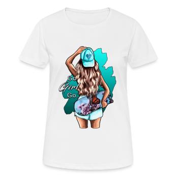 Go Girl Go- Skatergirl saying with illustration - Women's Breathable T-Shirt - white - Front - AI Model Female 172 dark (172cm)