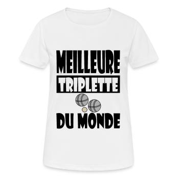 Cadeau Pétanque Homme - Meilleure Triplette - T-shirt respirant Femme - blanc - Devant - AI Model Female 172 dark (172cm)