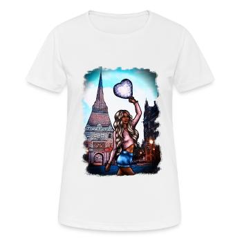 Blondine am Steintor Rostock Illustration - Frauen T-Shirt atmungsaktiv - Weiß - Vorne - AI Model Female 172 dark (172cm)