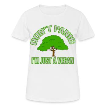 dont panic im just a vegan - Frauen T-Shirt atmungsaktiv - Weiß - Vorne - AI Model Female 172 dark (172cm)