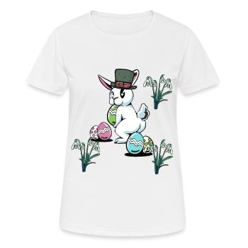 Oeufs de Pâques Fête de Pâques Lapin de Pâques enfant - T-shirt respirant Femme - blanc - Devant - AI Model Female 172 dark (172cm)