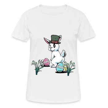 Lapin de Pâques Pâques Festival de Pâques Oeufs de Pâques Nid Enfant - T-shirt respirant Femme - blanc - Devant - AI Model Female 172 dark (172cm)
