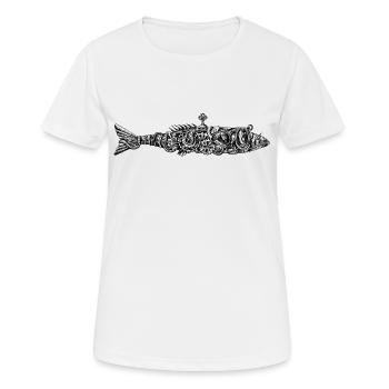 Steampunk Fish w/ Wind Up Key Clockwork - Women's Breathable T-Shirt - white - Front - AI Model Female 172 dark (172cm)