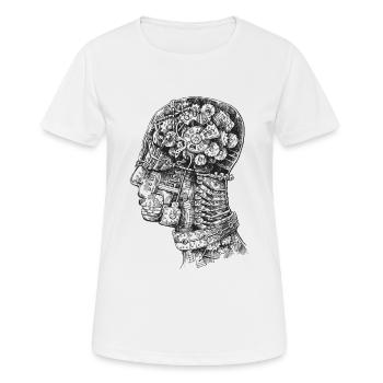 Steampunk Head CrossSection Engrenages Mécaniques Buste - T-shirt respirant Femme - blanc - Devant - AI Model Female 172 dark (172cm)