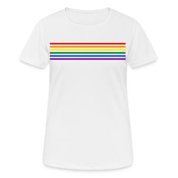 Rainbow Stripes - Frauen T-Shirt atmungsaktiv - Weiß - Vorne - AI Model Female 172 dark (172cm)