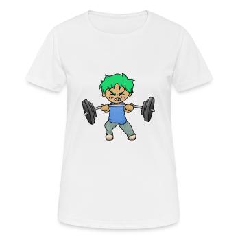 Chibi avec des muscles et des haltères - T-shirt respirant Femme - blanc - Devant - AI Model Female 172 dark (172cm)