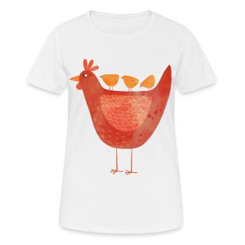 Henne und Küken - Frauen T-Shirt atmungsaktiv - Weiß - Vorne - AI Model Female 172 dark (172cm)