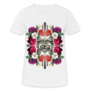 Jesus Christus, Heiliges Herz Jesu, Rosen-Dekor - Frauen T-Shirt atmungsaktiv - Weiß - Vorne - AI Model Female 172 dark (172cm)