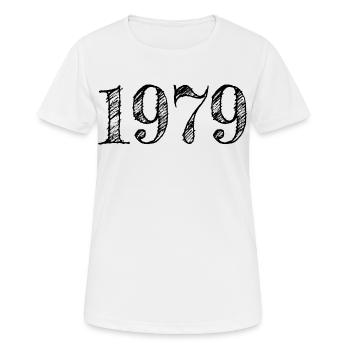 1979 Jahrgang Baujahr Geburtstag Glückwunsch - Frauen T-Shirt atmungsaktiv - Weiß - Vorne - AI Model Female 172 dark (172cm)