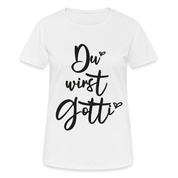 Du wirst Gotti Schweiz Patentante Taufgotti Taufe - Frauen T-Shirt atmungsaktiv - Weiß - Vorne - AI Model Female 172 dark (172cm)