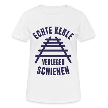 Echte Kerle verlegen Schienen Gleise - Frauen T-Shirt atmungsaktiv - Weiß - Vorne - AI Model Female 172 dark (172cm)