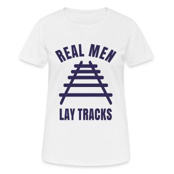 Echte Kerle verlegen Schienen Gleise - Frauen T-Shirt atmungsaktiv - Weiß - Vorne - AI Model Female 172 dark (172cm)