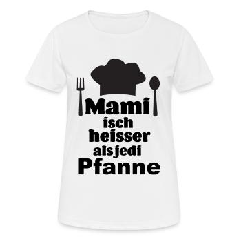 Mis Mami isch heisser als jede Pfanne Schweiz Mama - Frauen T-Shirt atmungsaktiv - Weiß - Vorne - AI Model Female 172 dark (172cm)
