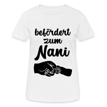 Befördert zum Nani Oma Schweiz Schweizerdeutsch - Frauen T-Shirt atmungsaktiv - Weiß - Vorne - AI Model Female 172 dark (172cm)