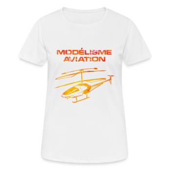 Modélisme aviation hélicoptère - T-shirt respirant Femme - blanc - Devant - AI Model Female 172 dark (172cm)