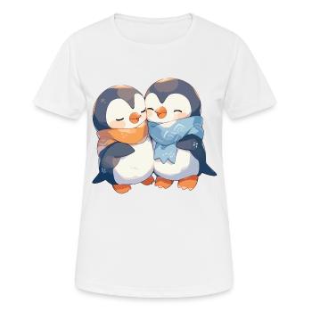 Pingouin Coeur Amour Mignon Câlin Pingouin Amour - T-shirt respirant Femme - blanc - Devant - AI Model Female 172 dark (172cm)