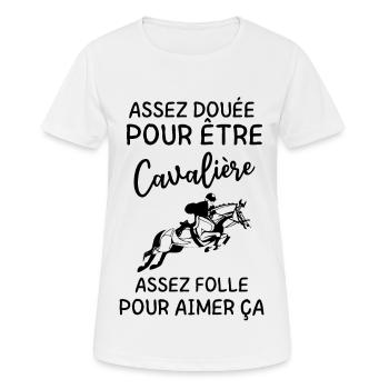 Cheval cavalière poney - T-shirt respirant Femme - blanc - Devant - AI Model Female 172 dark (172cm)