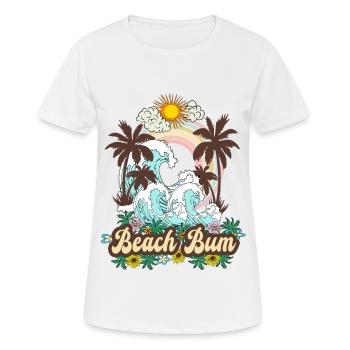 Beach Bum - Sea Palm Trees Retro Beach Rainbow - Women's Breathable T-Shirt - white - Front - AI Model Female 172 dark (172cm)
