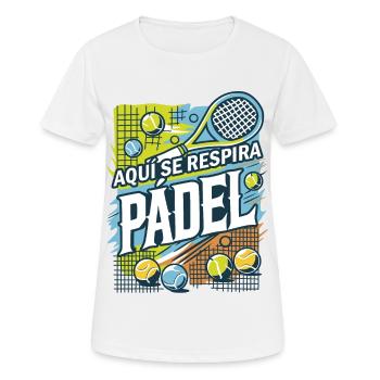 Du atmest PADEL - Frauen T-Shirt atmungsaktiv - Weiß - Vorne - AI Model Female 172 dark (172cm)