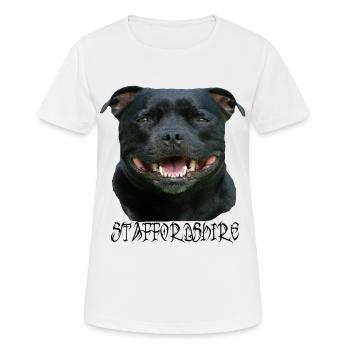 Staffordshire, Terrier, Stafford, tête de chien, Staffbull - T-shirt respirant Femme - blanc - Devant - AI Model Female 172 dark (172cm)