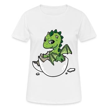 Petit bébé dragon dragon naissance oeuf coquille - T-shirt respirant Femme - blanc - Devant - AI Model Female 172 dark (172cm)