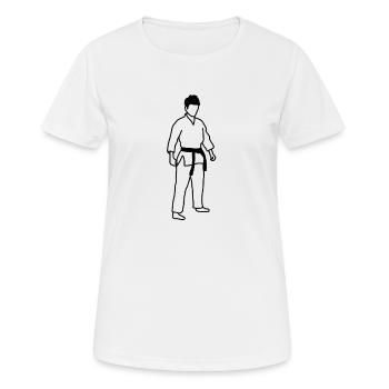 Karate, Sport, Zeichnung, schwarz, weiß - Frauen T-Shirt atmungsaktiv - Weiß - Vorne - AI Model Female 172 dark (172cm)