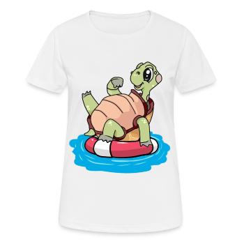 Schildkröte Seenot Schwimmring Ahoi Kind - Frauen T-Shirt atmungsaktiv - Weiß - Vorne - AI Model Female 172 dark (172cm)