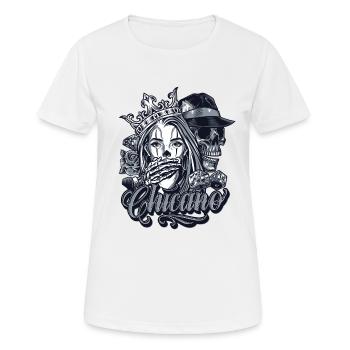 Chicano Player Skull Vintage - Frauen T-Shirt atmungsaktiv - Weiß - Vorne - AI Model Female 172 dark (172cm)