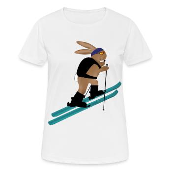 Skitour Alpen Hase - Frauen T-Shirt atmungsaktiv - Weiß - Vorne - AI Model Female 172 dark (172cm)