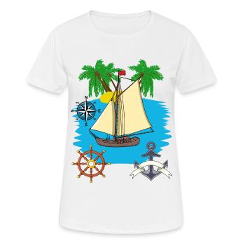 Segelboot Seefahrt Karibik Südsee Seemann segeln - Frauen T-Shirt atmungsaktiv - Weiß - Vorne - AI Model Female 172 dark (172cm)