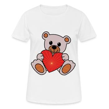 Cuddle cuddle bear heart love Valentin cordially - Women's Breathable T-Shirt - white - Front - AI Model Female 172 dark (172cm)