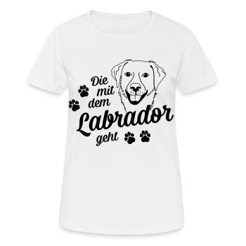 Die mit dem Labrador geht - Hundepfoten - Frauen T-Shirt atmungsaktiv - Weiß - Vorne - AI Model Female 172 dark (172cm)