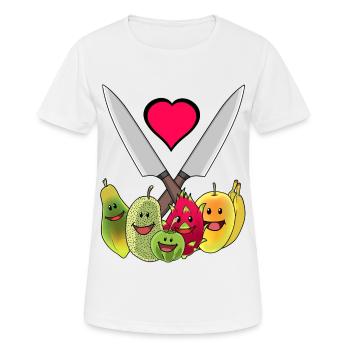 Küchenmesser Vegetarisch Früchte exotisch Obst - Frauen T-Shirt atmungsaktiv - Weiß - Vorne - AI Model Female 172 dark (172cm)