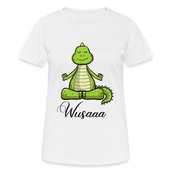 Auszeit Durchatmen Wusaaa Drache - Frauen T-Shirt atmungsaktiv - Weiß - Vorne - AI Model Female 172 dark (172cm)