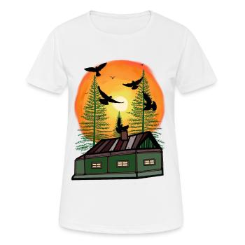 Immobilier maison cottage habitation solitaire solitude corbeau - T-shirt respirant Femme - blanc - Devant - AI Model Female 172 dark (172cm)