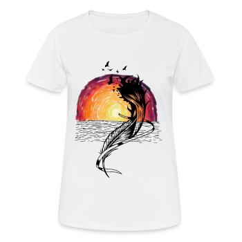 Ozean Wasservögel Sonnenuntergang Naturliebhaber - Frauen T-Shirt atmungsaktiv - Weiß - Vorne - AI Model Female 172 dark (172cm)